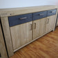 Sideboard Kommode Vitrine + Front Massivholz + Schublade