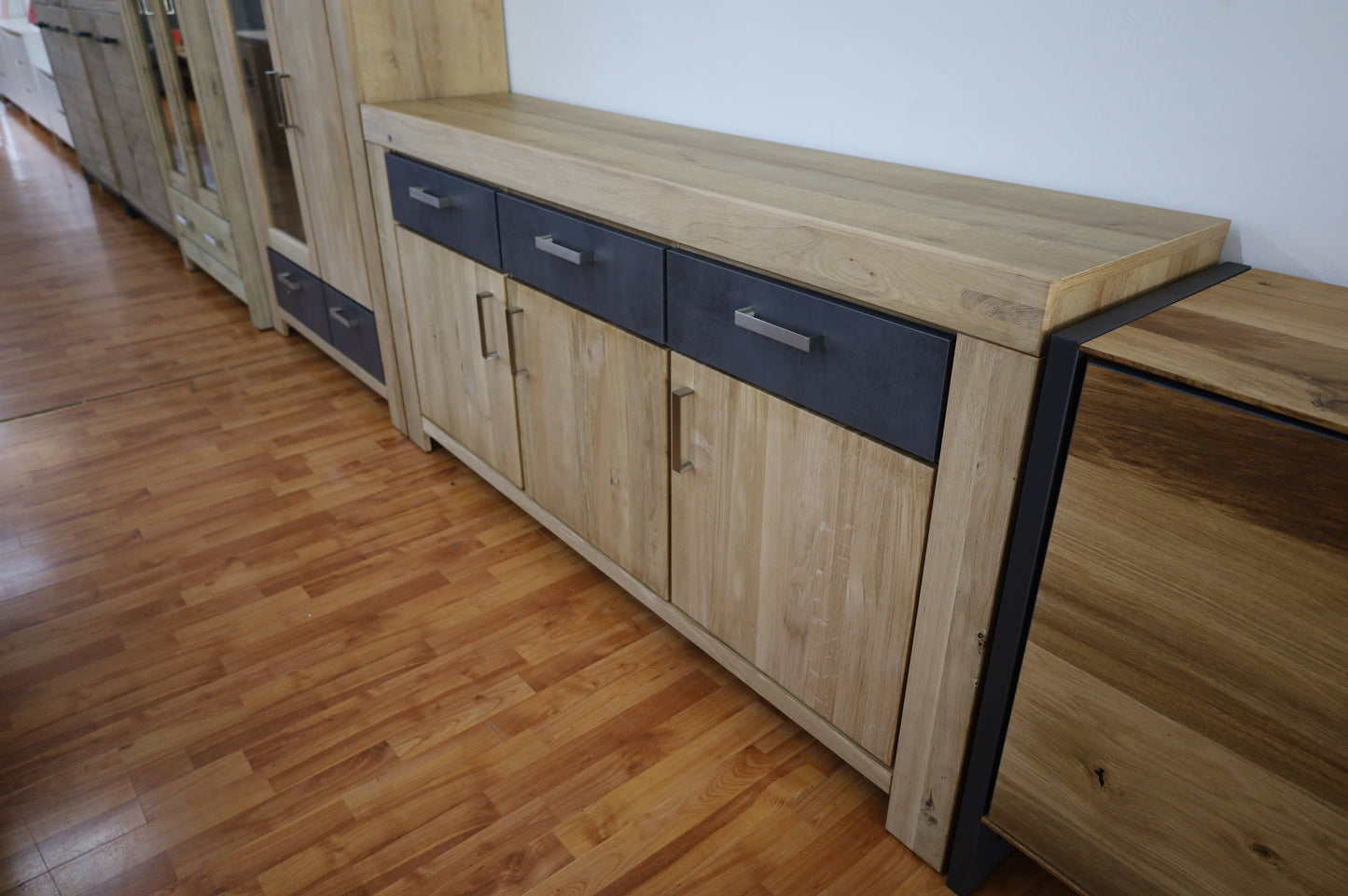 Sideboard Kommode Vitrine + Front Massivholz + Schublade