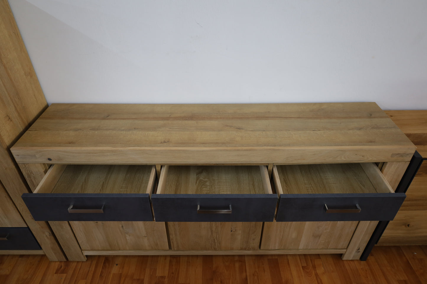 Sideboard Kommode Vitrine + Front Massivholz + Schublade