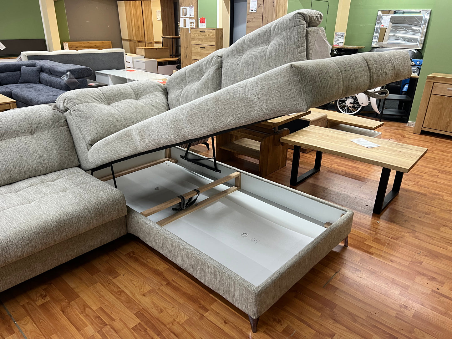 Sofa Couch + Elektrische Sitztiefe + Stauraum + Rückentiefen verstellbar