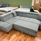 Sofa Couch Wohnlandschaft + Bettfunktion + Stauraum + Kopfteile verstellbar