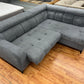 Sofa Couch Wohnlandschaft + Elektrische Sitztiefe + Kopfteile verstellbar + Cord