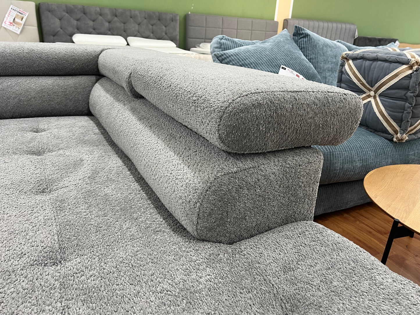 Sofa Couch Wohnlandschaft + Bettfunktion + Stauraum + Kopfteile verstellbar