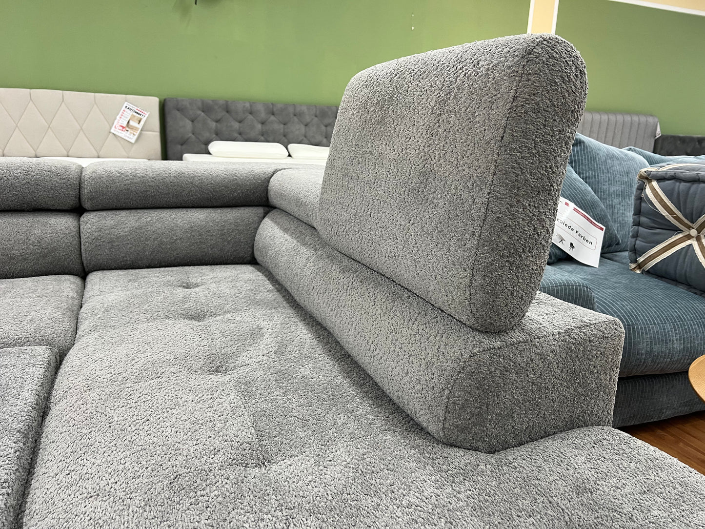 Sofa Couch Wohnlandschaft + Bettfunktion + Stauraum + Kopfteile verstellbar