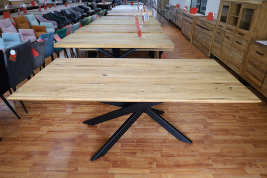 Esstisch Tisch + Massivholz Eiche + Stern Gestell  240x100cm