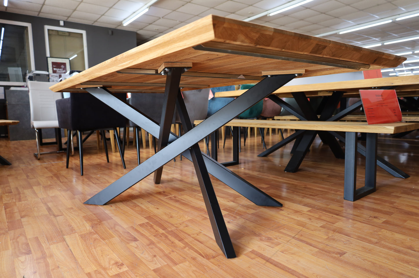 Esstisch Tisch + Massivholz Eiche + Stern Gestell  200x100cm