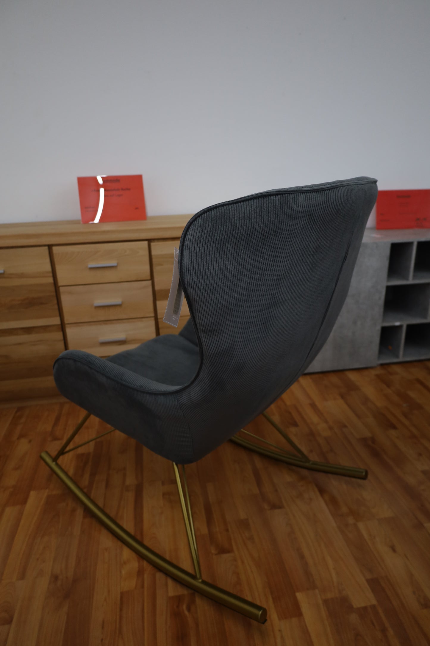 Schaukelstuhl Stuhl Sessel + Metall Gestell + Armlehnen