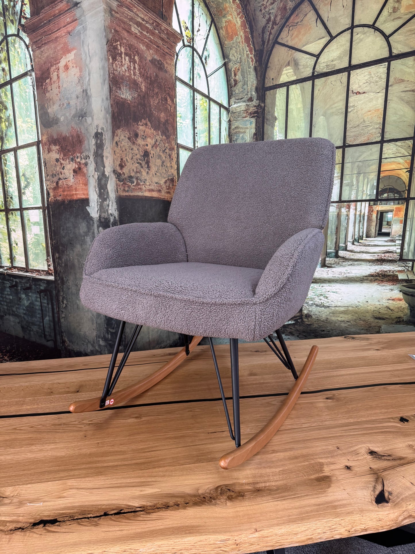 Schaukelstuhl Sessel +Holzkufen  +Metallgestell  +extra dick gepolstert  +verschiedene Farben