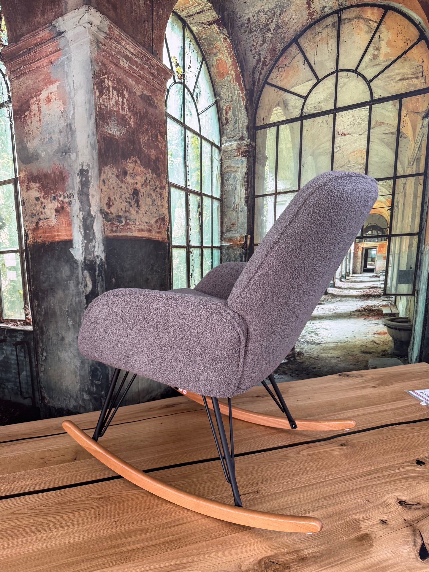 Schaukelstuhl Sessel +Holzkufen  +Metallgestell  +extra dick gepolstert  +verschiedene Farben