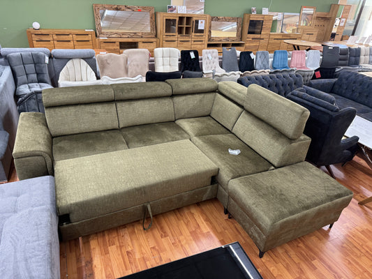 Sofa Couch Wohnlandschaft +Bettfunktion +Stauraum +Hocker