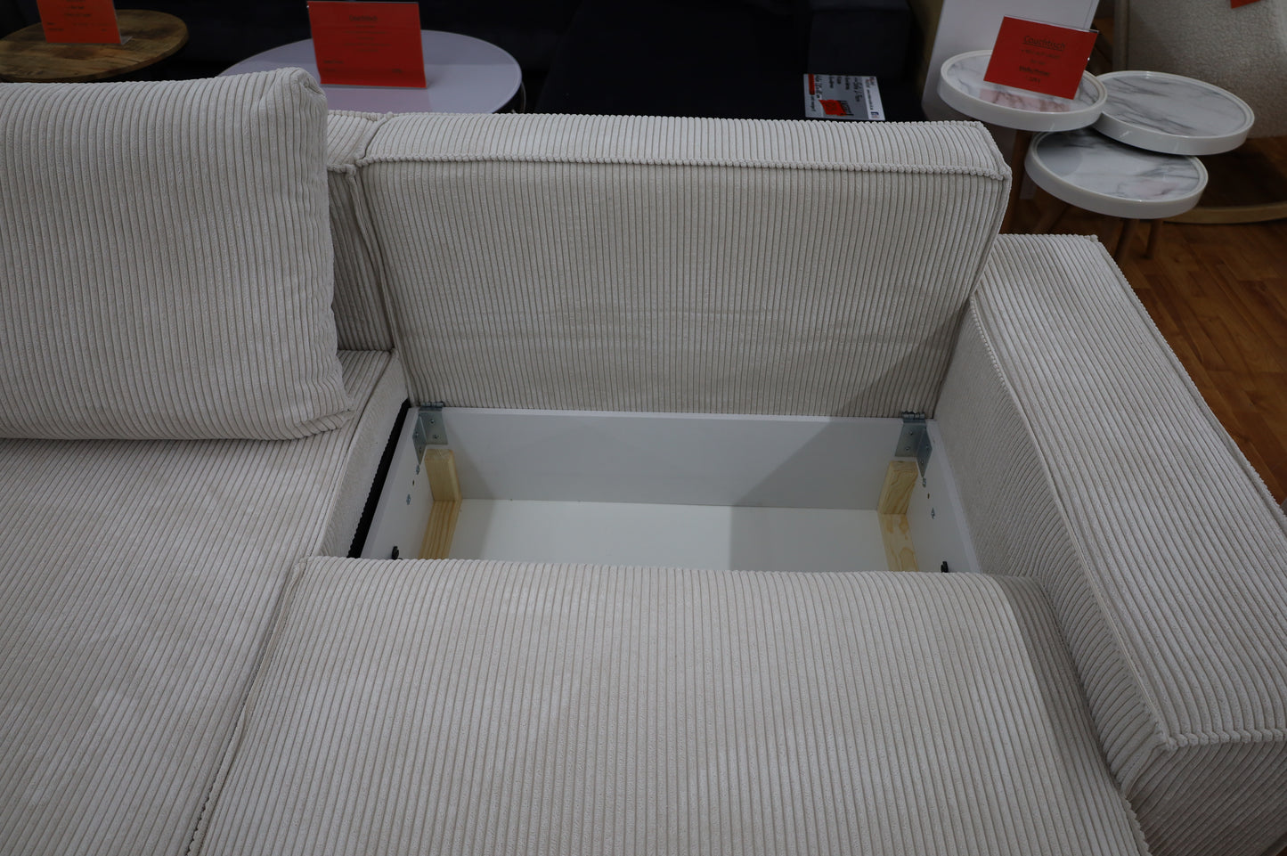 Sofa Couch Wohnlandschaft + Bettfunktion +Stauraum +Armlehnen