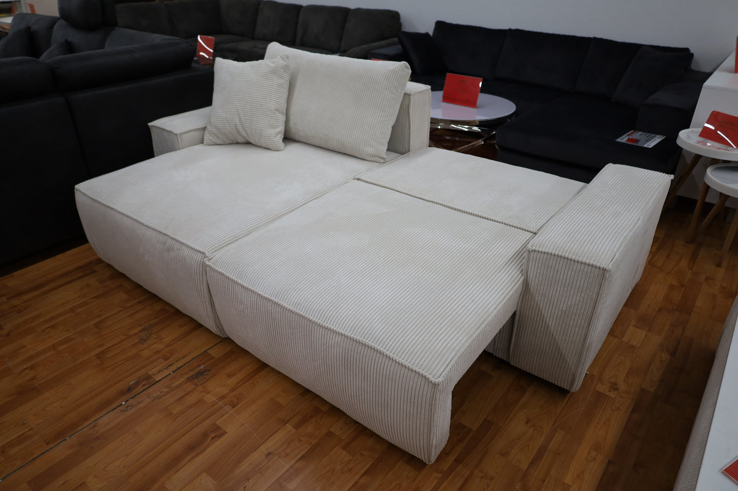 Sofa Couch Wohnlandschaft + Bettfunktion +Stauraum +Armlehnen