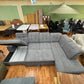 Wohnlandschaft Sofa Couch +Bettfunktion +Stauraum +Kopfteile verstellbar
