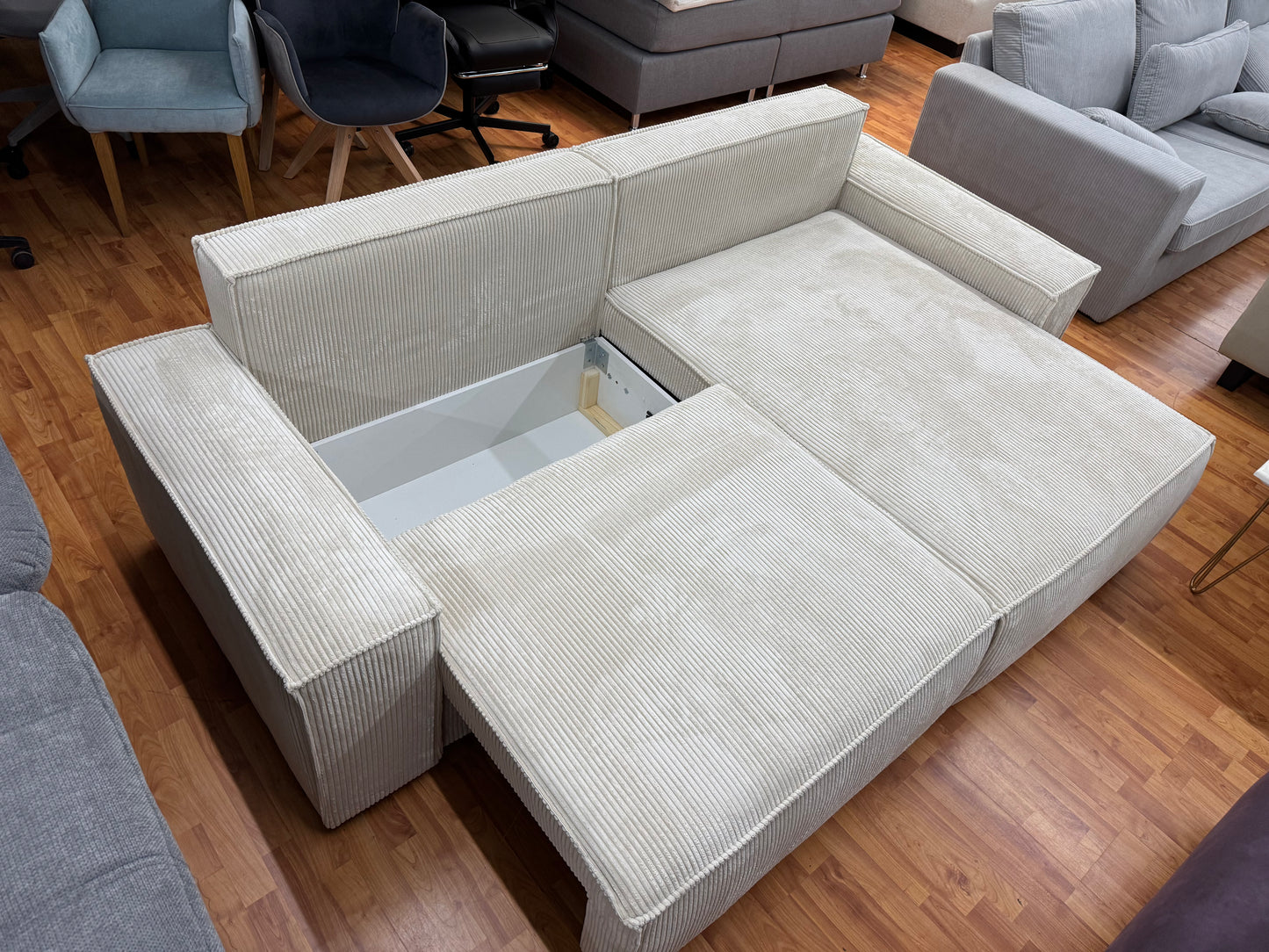 Sofa Couch Wohnlandschaft +Cord +Stauraum +Bettfunktion +Kissen
