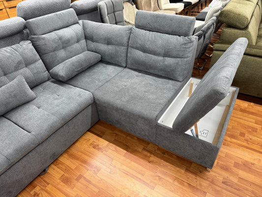 Wohnlandschaft Sofa Couch +Bettfunktion +Stauraum +Kopfstützen abnehmbar +Nierenkissen +Armlehnenverstellung