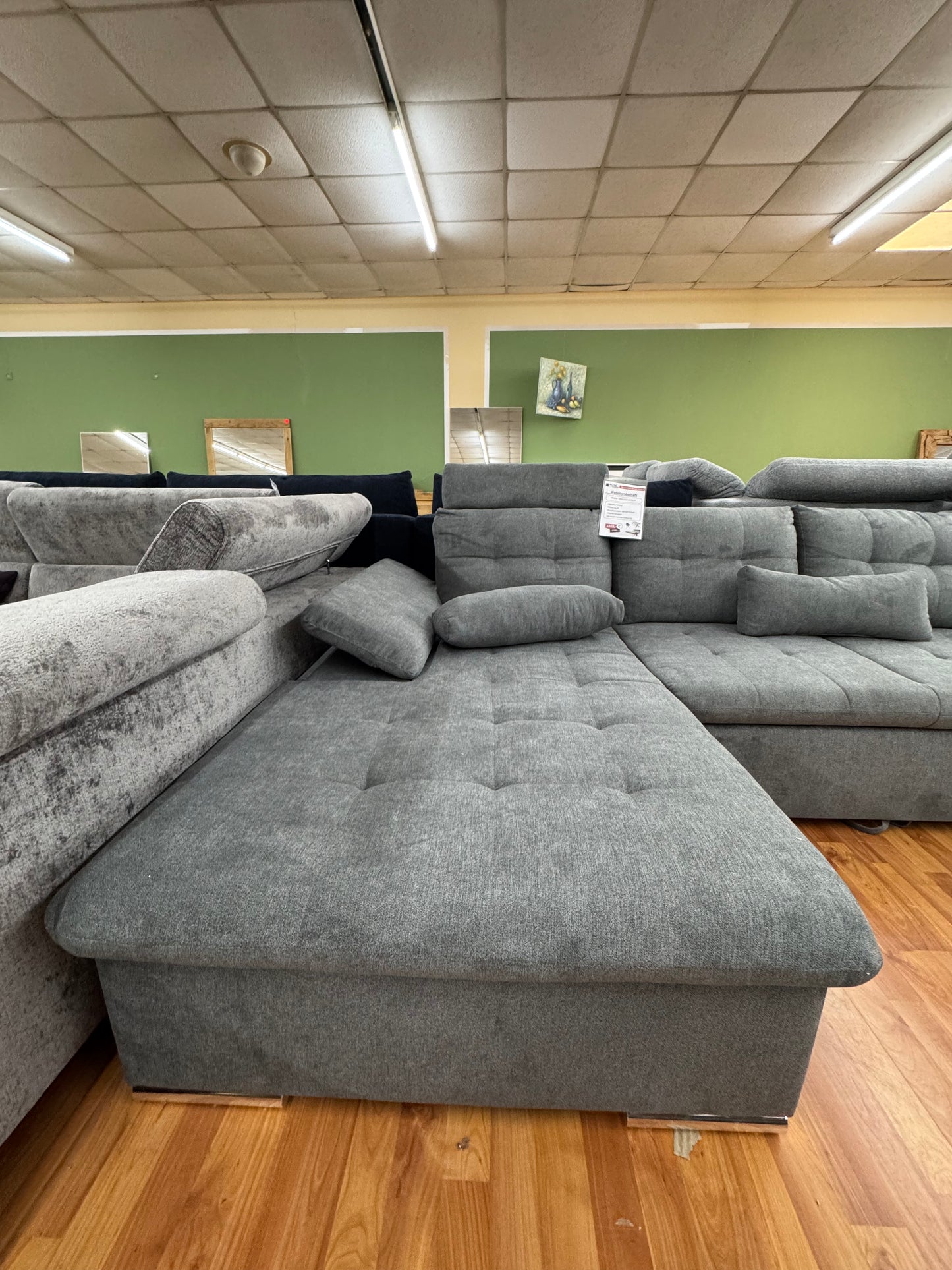 Wohnlandschaft Sofa Couch +Bettfunktion +Stauraum +Kopfstützen abnehmbar +Nierenkissen +Armlehnenverstellung