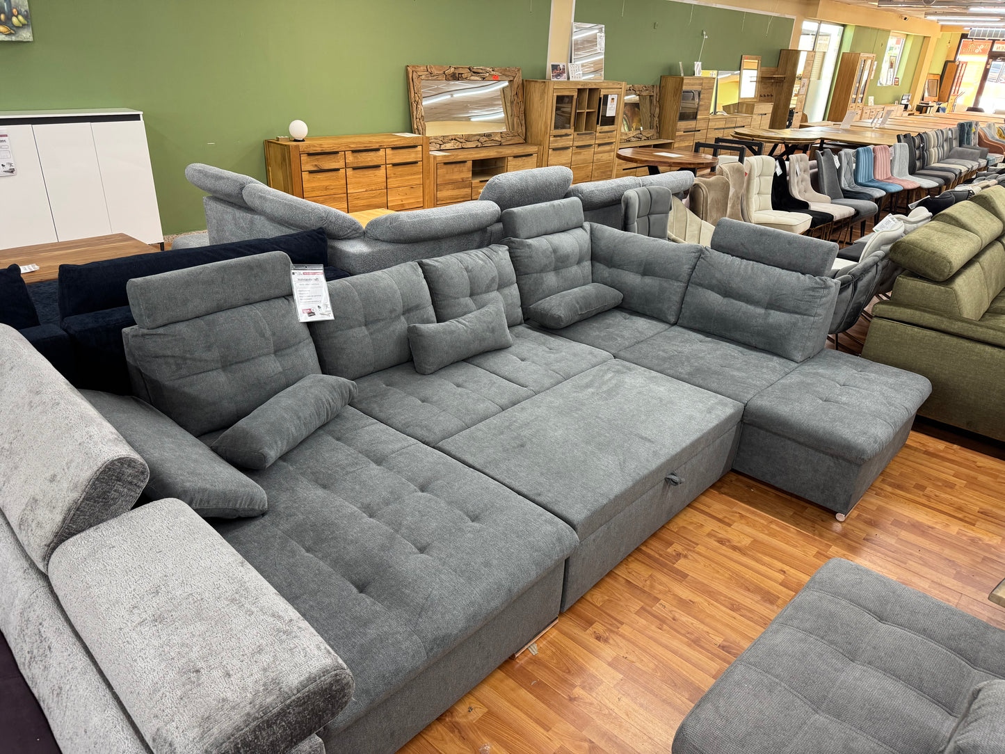 Wohnlandschaft Sofa Couch +Bettfunktion +Stauraum +Kopfstützen abnehmbar +Nierenkissen +Armlehnenverstellung