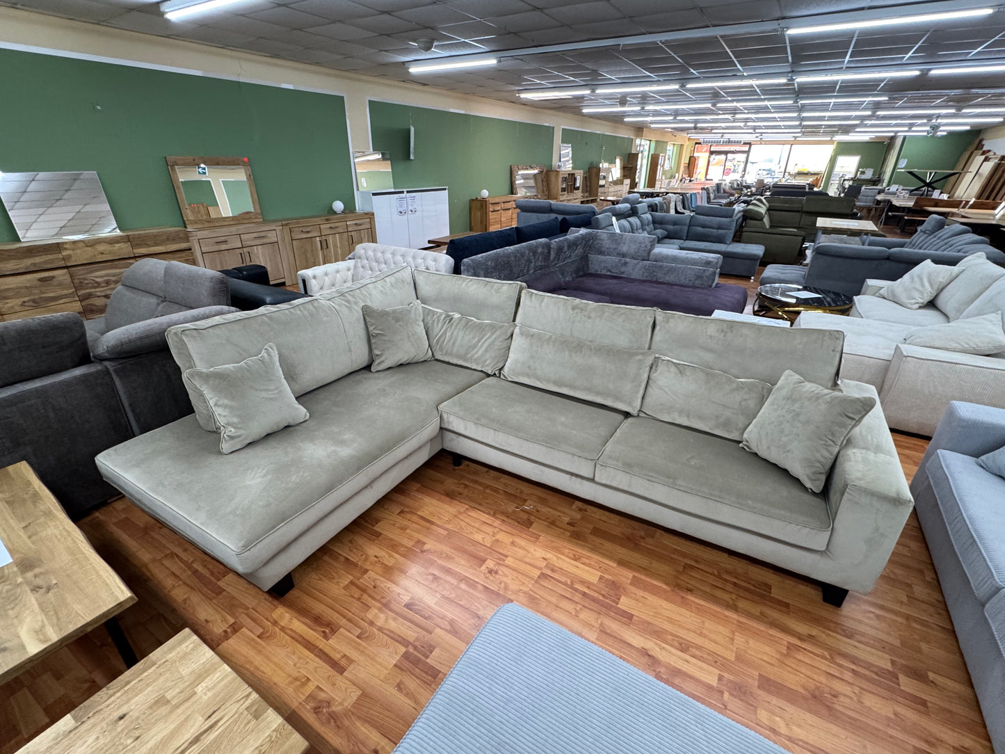 Sofa Couch Wohnlandschaft +Samt +Kissen +Nierenkissen