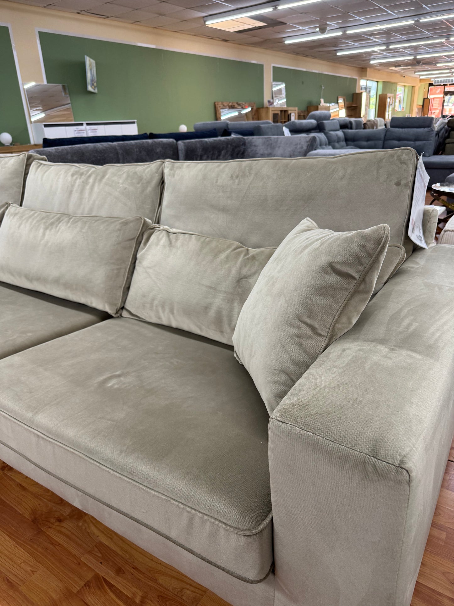 Sofa Couch Wohnlandschaft +Samt +Kissen +Nierenkissen