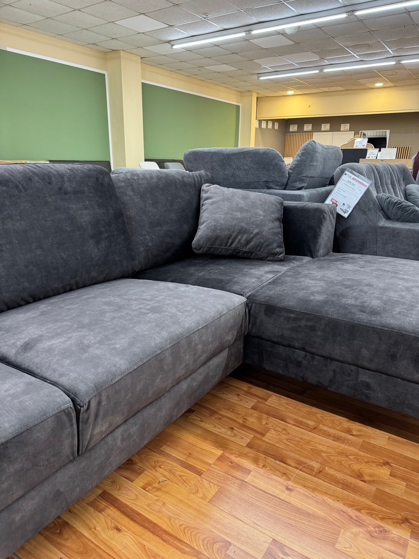 Sofa Couch Wohnlandschaft +Samt +Kissen