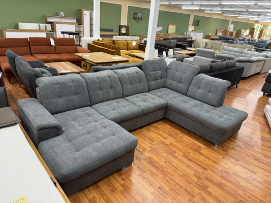 Wohnlandschaft Sofa Couch +Bettfunktion +Stauraum +Kopfstützenverstellung
