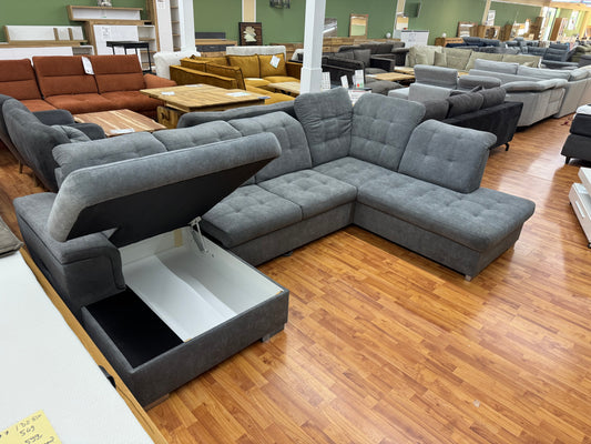 Wohnlandschaft Sofa Couch +Bettfunktion +Stauraum +Kopfstützenverstellung