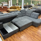 Wohnlandschaft Sofa Couch +Bettfunktion +Stauraum +Kopfstützenverstellung