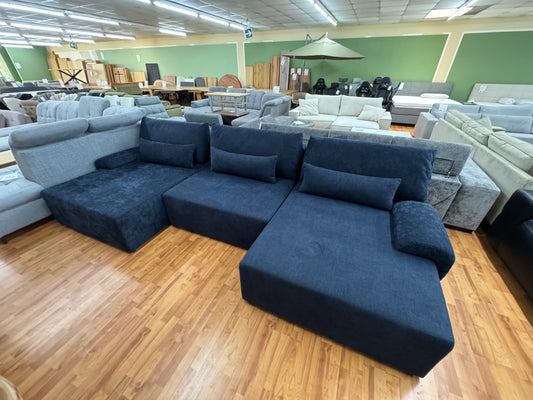 BIG Sofa Couch Wohnlandschaft +Bettfunktion +Stauraum +Kissen +Nierenkissen +abnehmbare Armlehnen