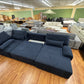 BIG Sofa Couch Wohnlandschaft +Bettfunktion +Stauraum +Kissen +Nierenkissen +abnehmbare Armlehnen