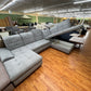 Sofa Couch Wohnlandschaft +Bettfunktion +Stauraum +Kopfstützenverstellung