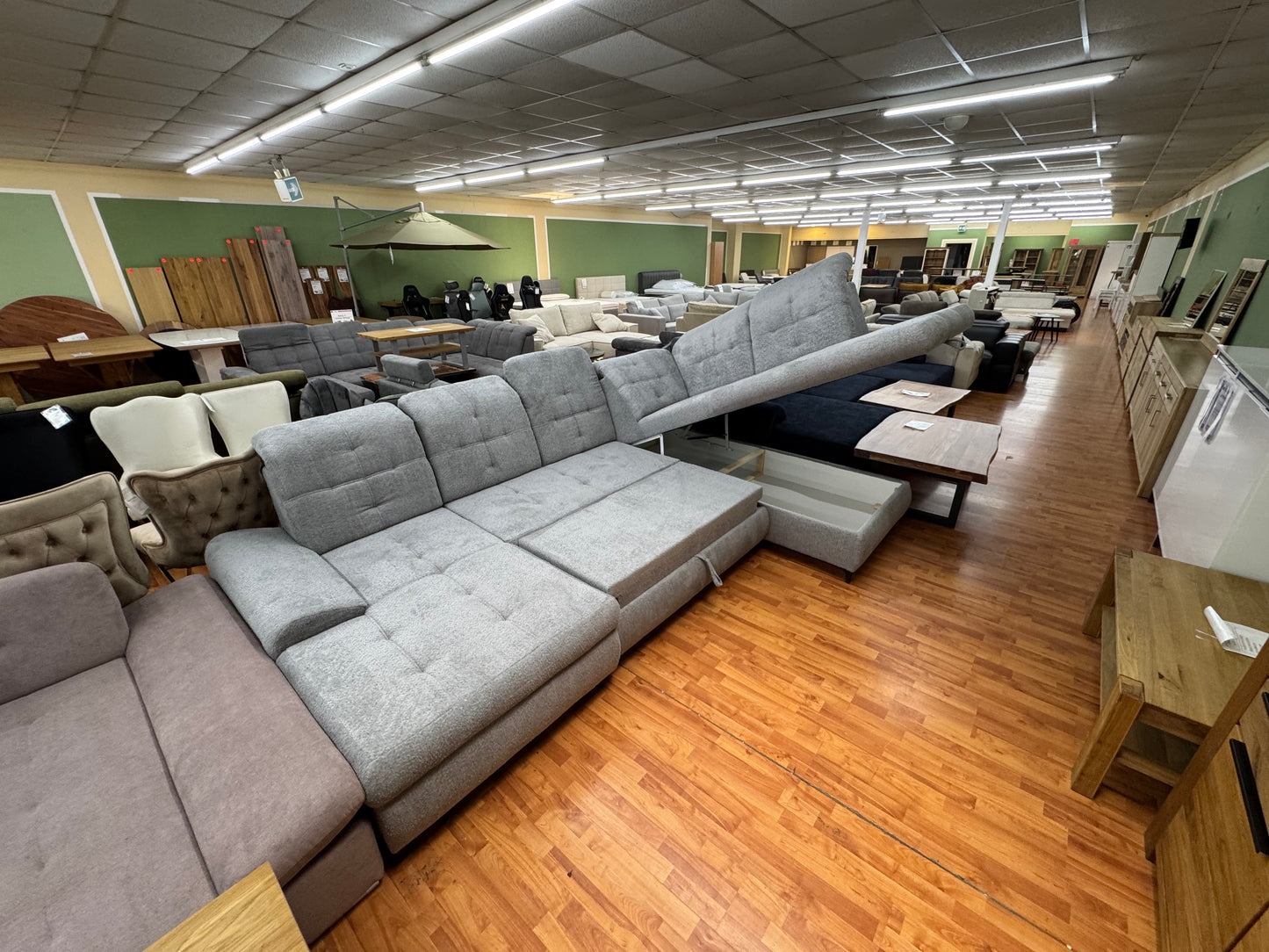 Sofa Couch Wohnlandschaft +Bettfunktion +Stauraum +Kopfstützenverstellung