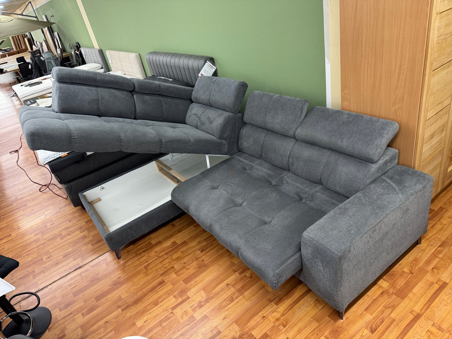 Couch Sofa Wohnlandschaft +Stauraum +elktr. Sitztiefenverstellung +Kopfstützenverstellung +USB-Ladebuchse