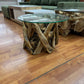 Beistelltisch Couchtisch +Teak +Massivholz +Glasplatte +Einzelstück