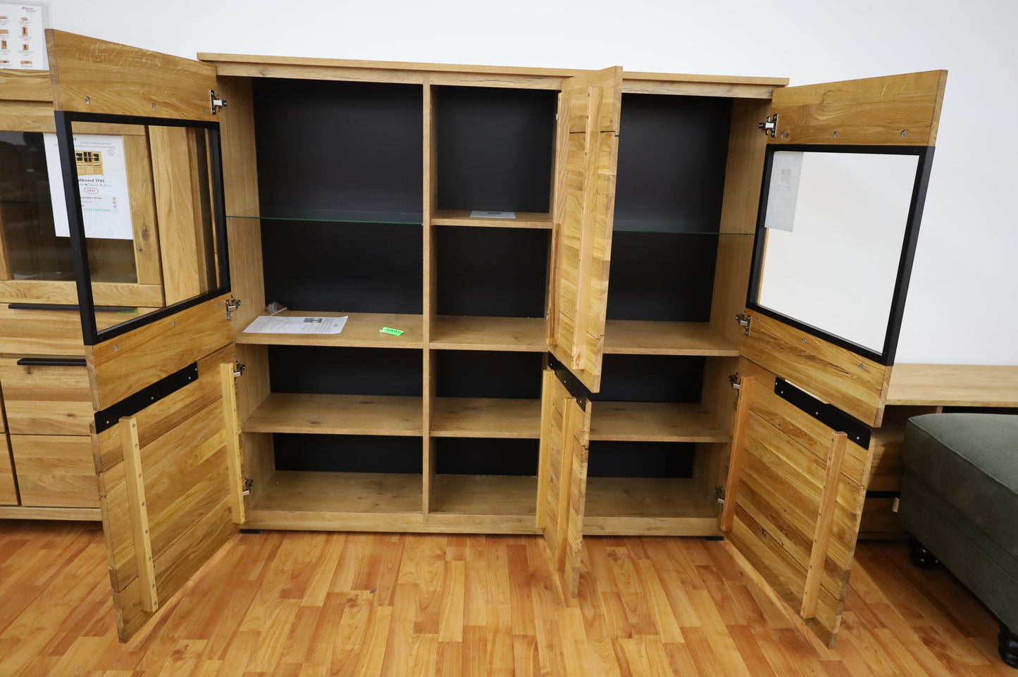 Highboard + Soft-Close + Front Massiv Holz Eiche + Stauraum groß