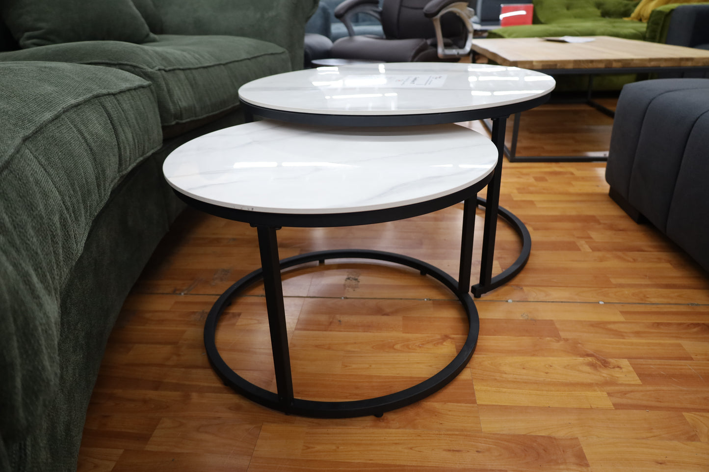 Couchtisch +Gestell Gold und Schwarz +Platte Keramik +2er Set