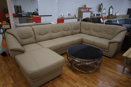 Sofa Couch Wohnlandschaft + Echtes Leder ! Helles Design