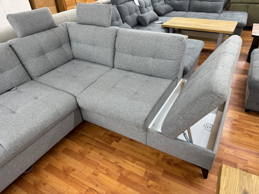 Sofa Couch Wohnlandschaft +Bettfunktion +Stauraum +Kopfkissen