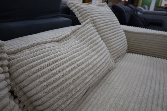 Sofa Couch Wohnlandschaft Big Sofa + Cord Stoff breite Streifen + Kissen