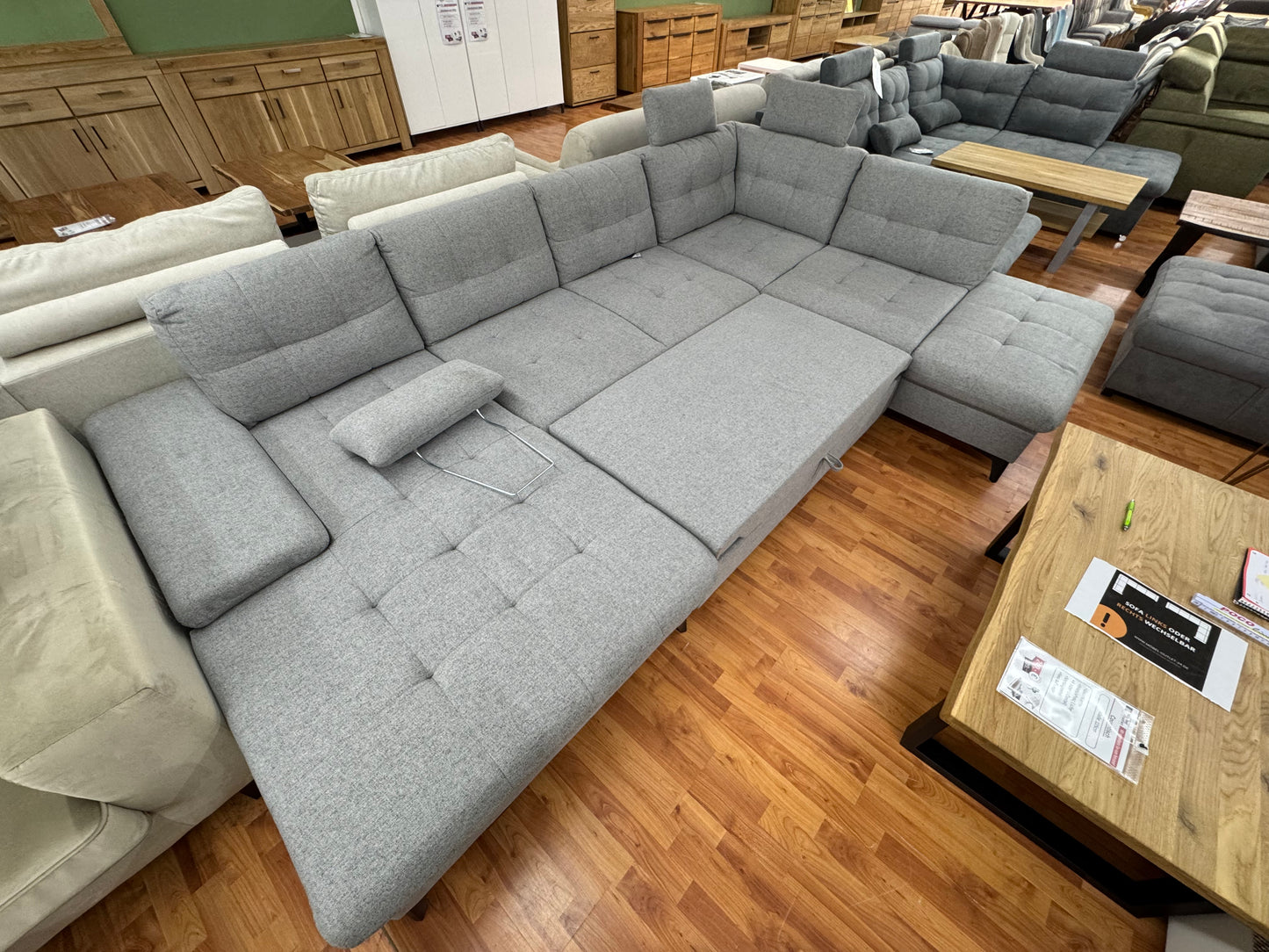 Sofa Couch Wohnlandschaft +Bettfunktion +Stauraum +Kopfkissen
