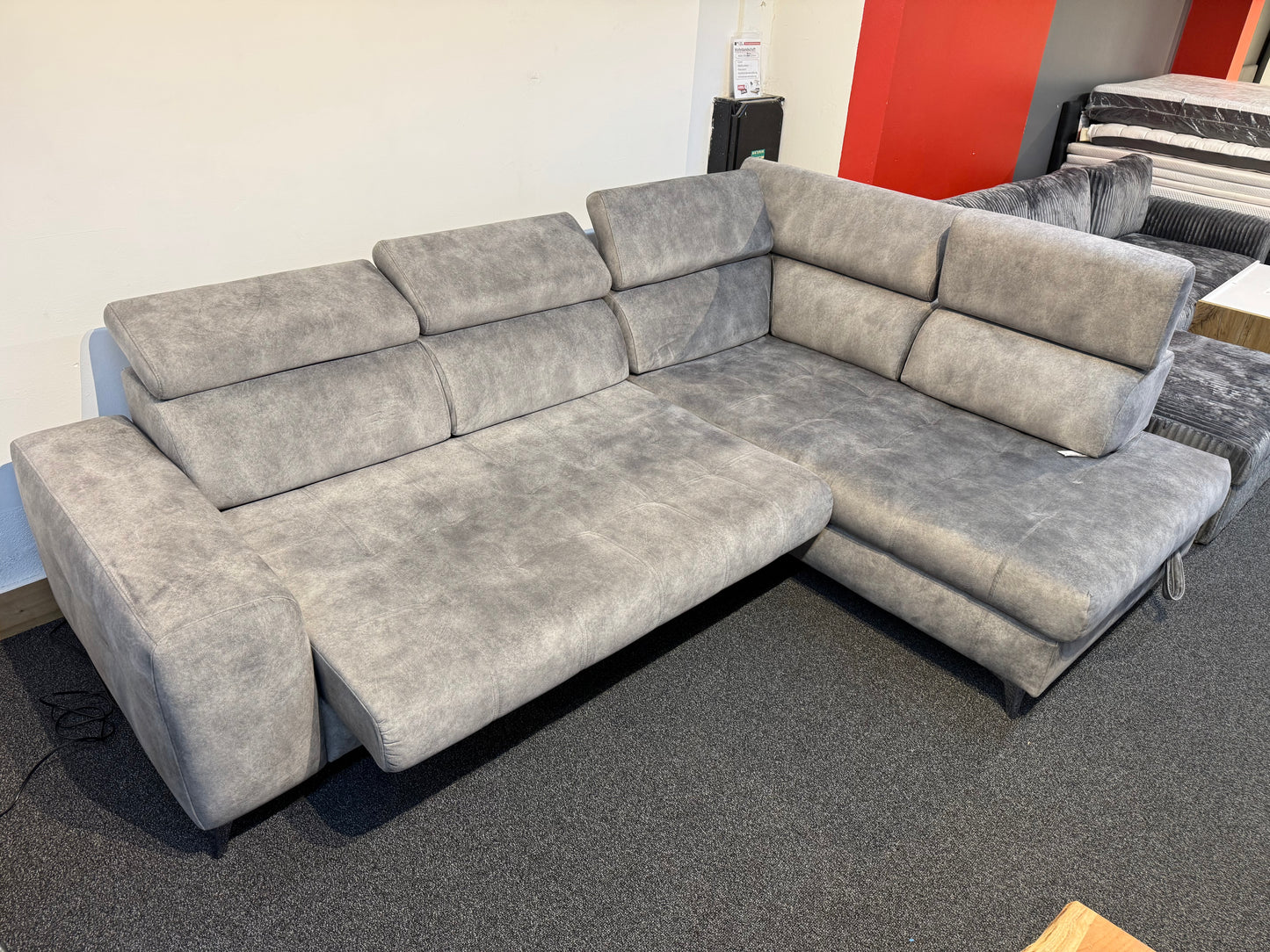 Sofa Couch Wohnlandschaft +Kopfstützenverstellung +elektr. Sitztiefenverstellung +Stauraum