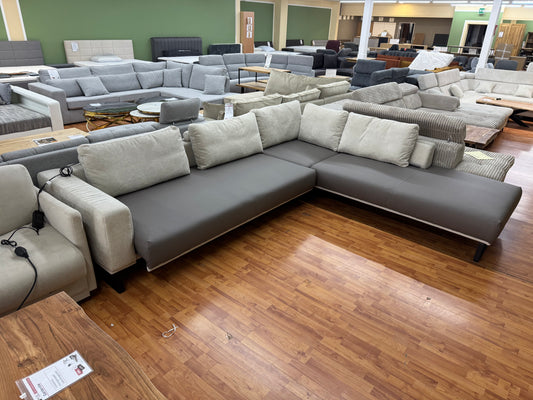 Sofa Couch Wohnlandschaft +Kunstleder +elektr. Sitztiefenverstellung