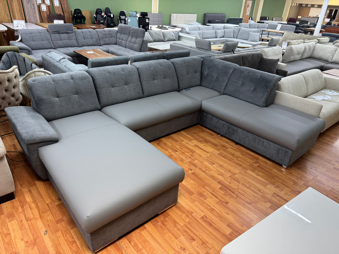 Wohnlandschaft Sofa Couch +Kopfstützenverstellung