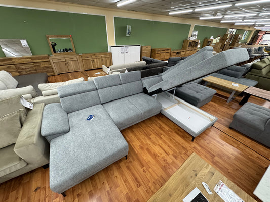 Wohnlandschaft Sofa Couch +elektr. Sitztiefenvertellung +Stauraum +Kopfstützenverstellung