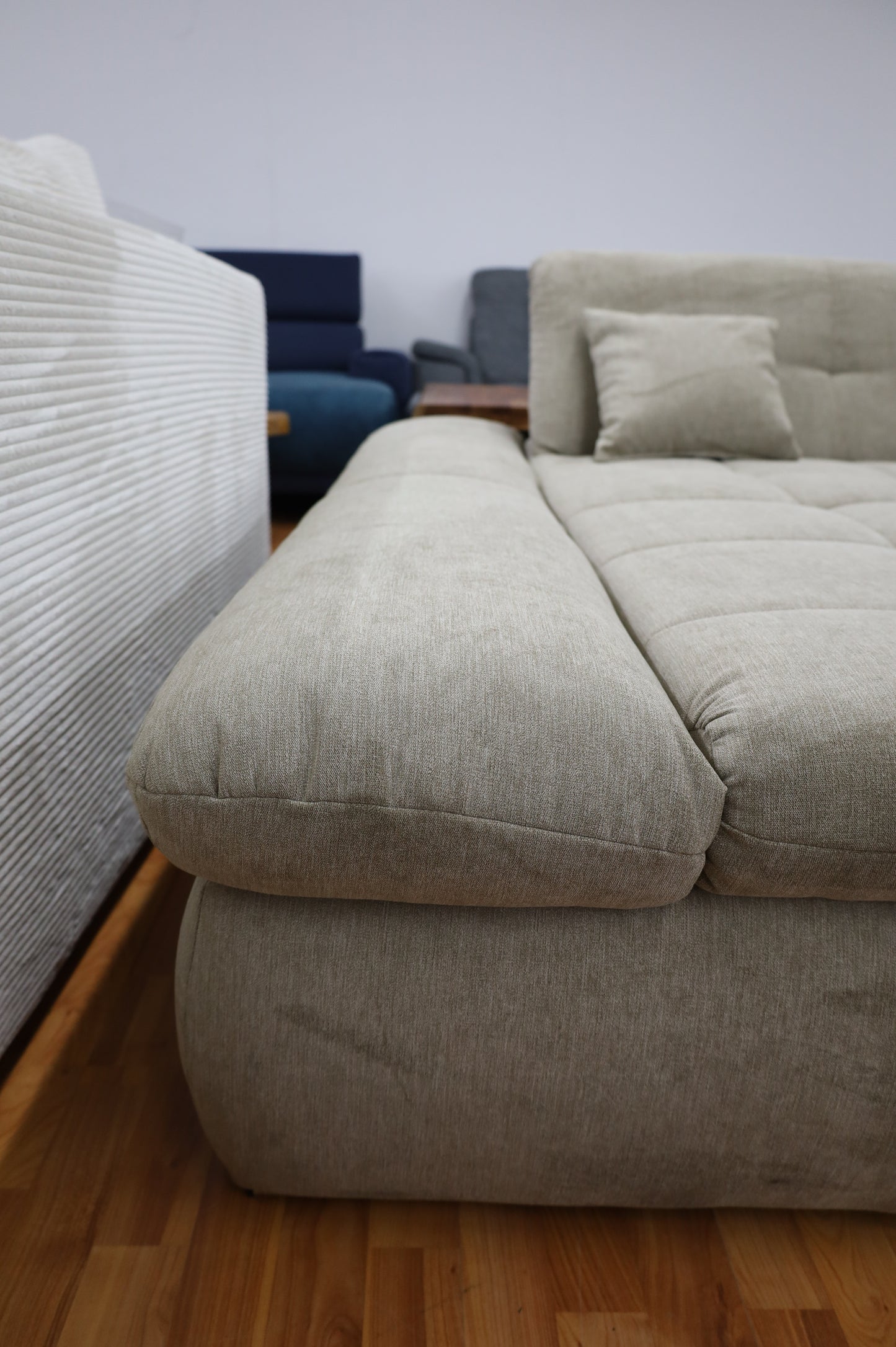 Sofa Couch Wohnlandschaft+Bettfunktion+Armlehne verstellbar+Kissen