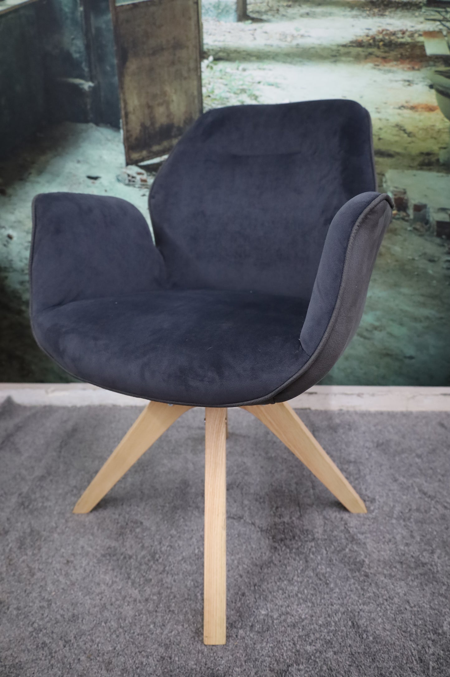 Esszimmerstuhl Stuhl +360° drehbar +Gestell Eiche + Armlehne