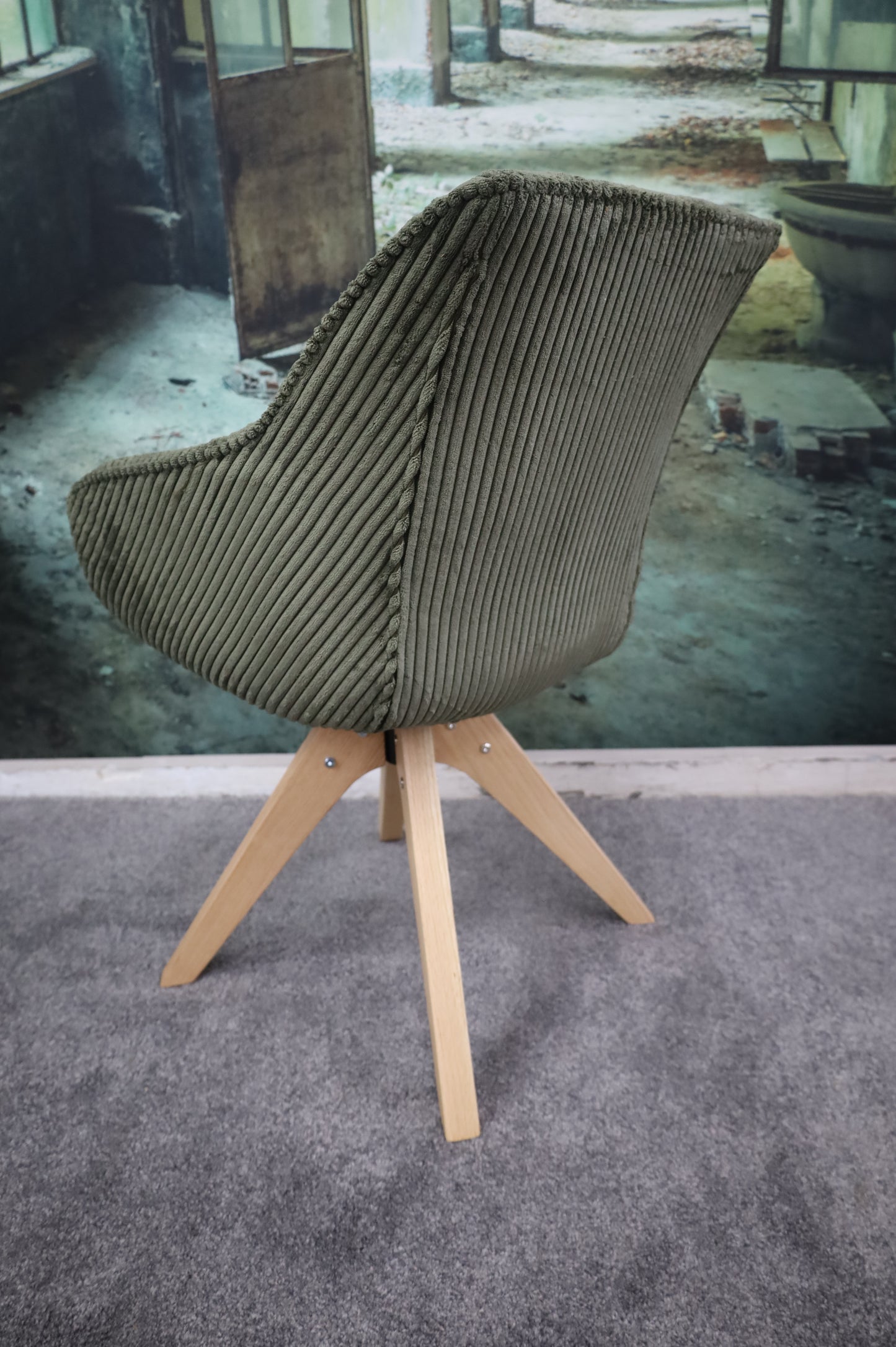 Esszimmerstuhl Stuhl +360° drehbar +Armlehne +Cordstoff