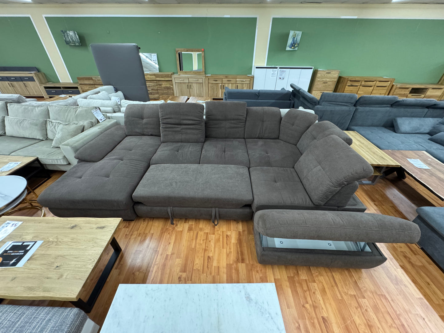 Wohnlandschaft Sofa Couch +Bettfunktion +Rückentiefenverstellung +Stauraum +Kopfstützenverstellung