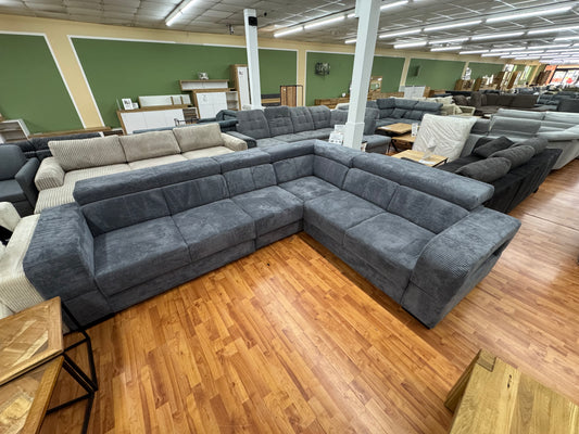Sofa Couch Wohnlandschaft +Cord +Bettfunktion +Stauraum +Kopfstützenverstellung