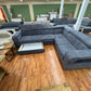 Sofa Couch Wohnlandschaft +Cord +Bettfunktion +Stauraum +Kopfstützenverstellung
