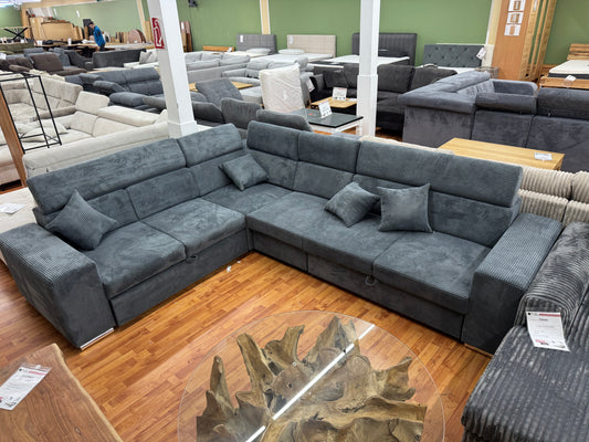 Sofa Couch Wohnlandschaft +Cord +Stauraum +Bettfunktion +Kopfstützenverstellung